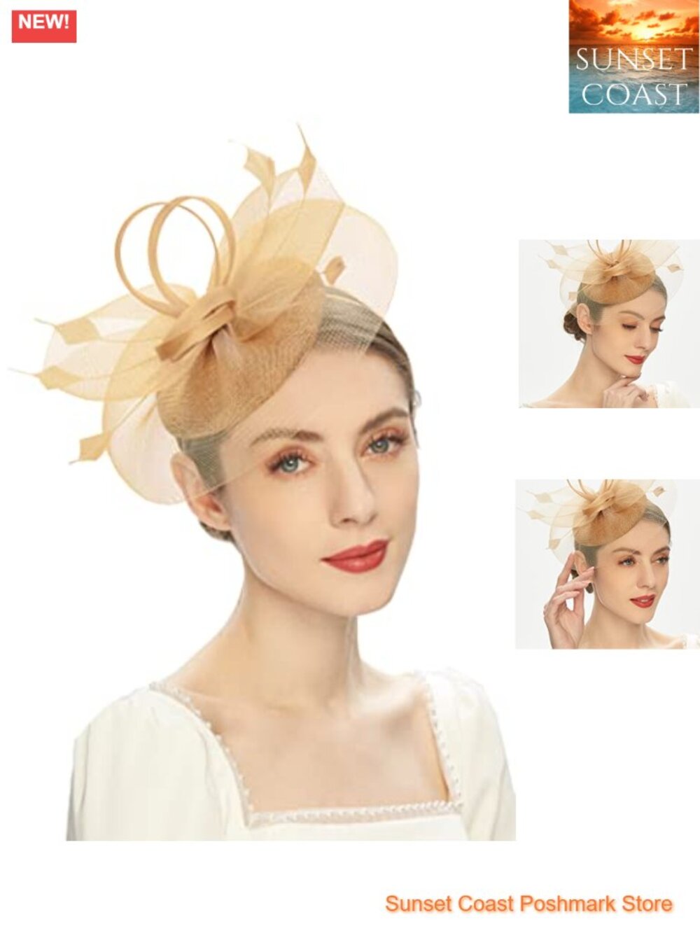 Womens Fascinator Hat Mesh Floral Feather Hair Clip Headwear Wedding Cocktail
